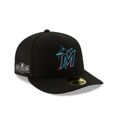 Miami Marlins Gorra | New Era MLB Postseason Side Patch Low Profile 59fifty Fitted Cap Mexico - Negros